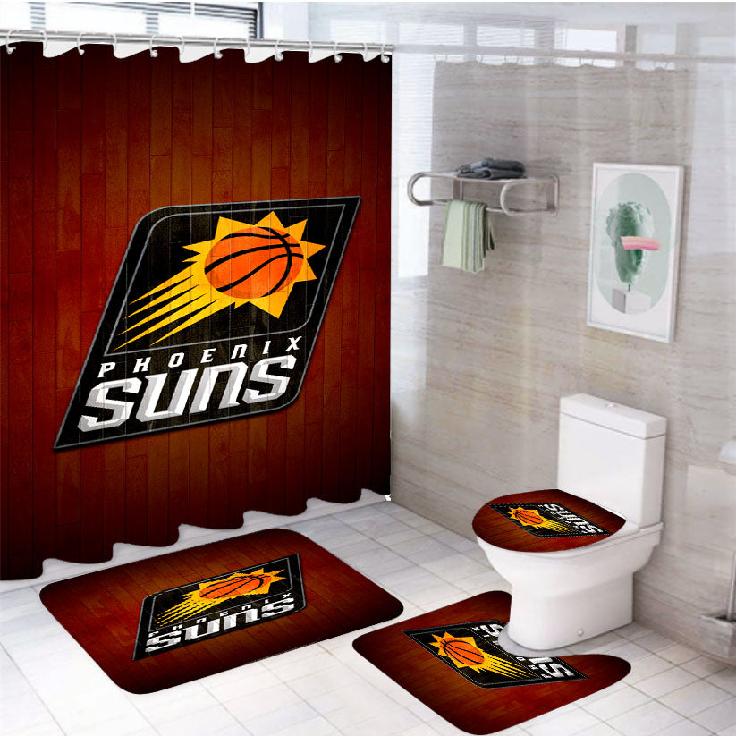 Phoenix Suns Hardwood 2 4Pcs Bathroom Set Shower Curtain