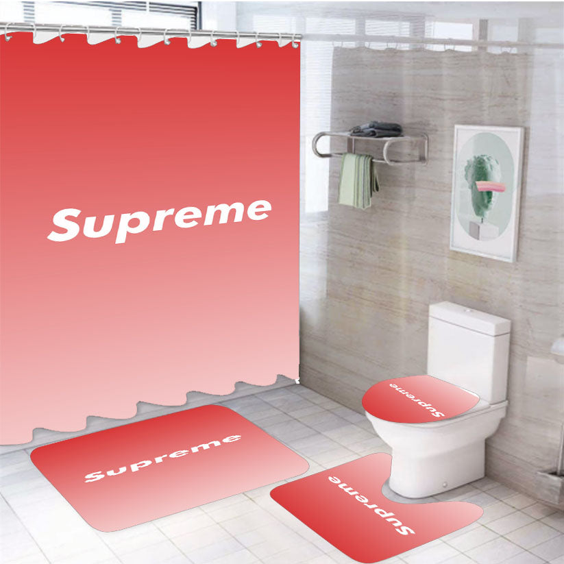 Pink Supreme 4Pcs Bathroom Set Shower Curtain