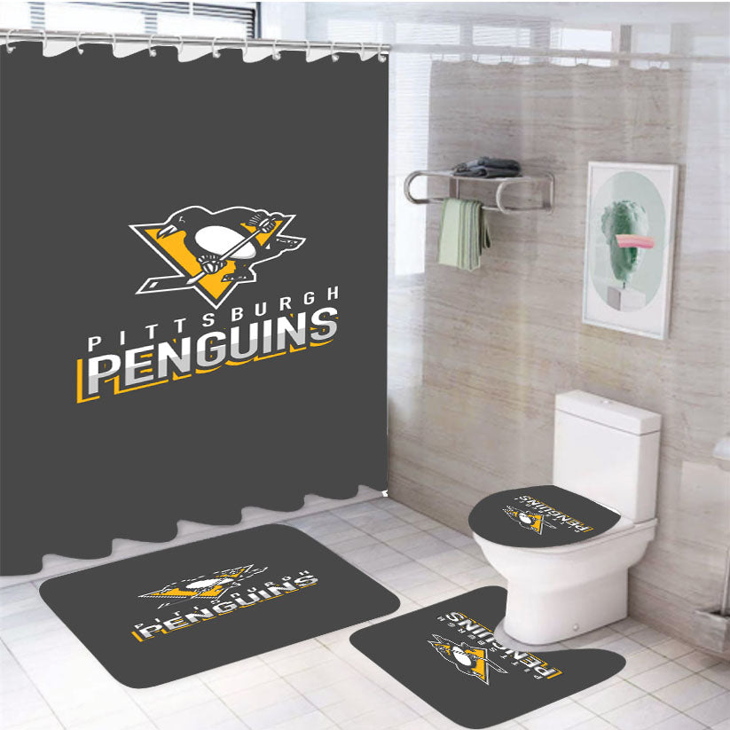 Pittsburgh Penguins 4Pcs Bathroom Set Shower Curtain