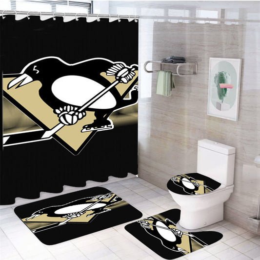 Pittsburgh Penguins Art 4Pcs Bathroom Set Shower Curtain