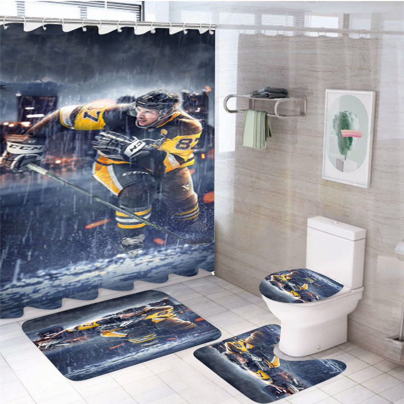 Pittsburgh Penguins Sidney Crosby 4Pcs Bathroom Set Shower Curtain