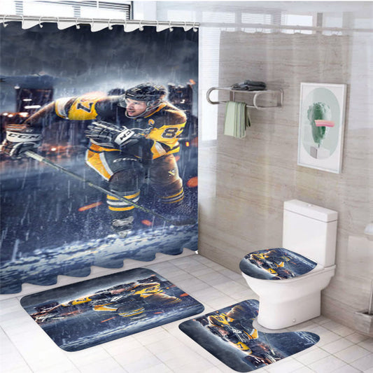 Pittsburgh Penguins Sidney Crosby 4Pcs Bathroom Set Shower Curtain