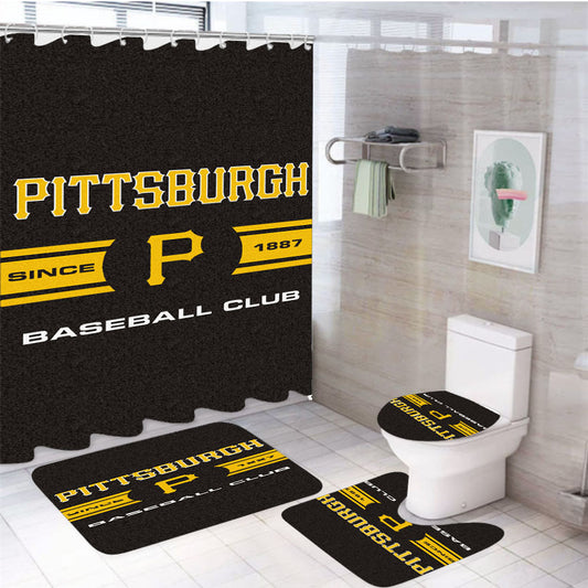 Pittsburgh Pirates Mlb Baseball Club 4Pcs Bathroom Set Shower Curtain