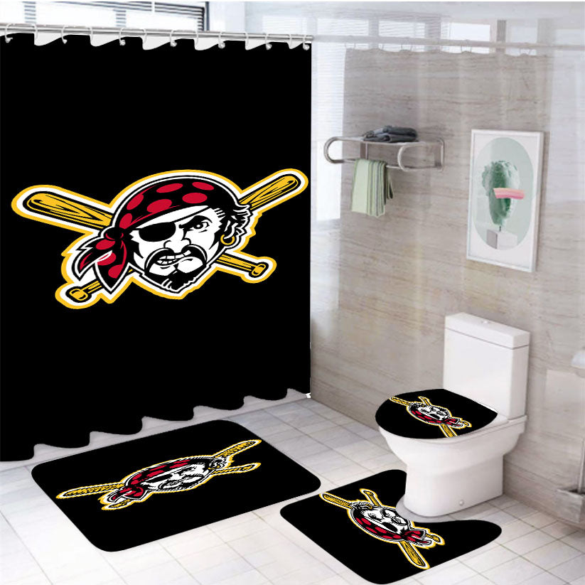 Pittsburgh Pirates Mlb Baseball Team 4Pcs Bathroom Set Shower Curtain