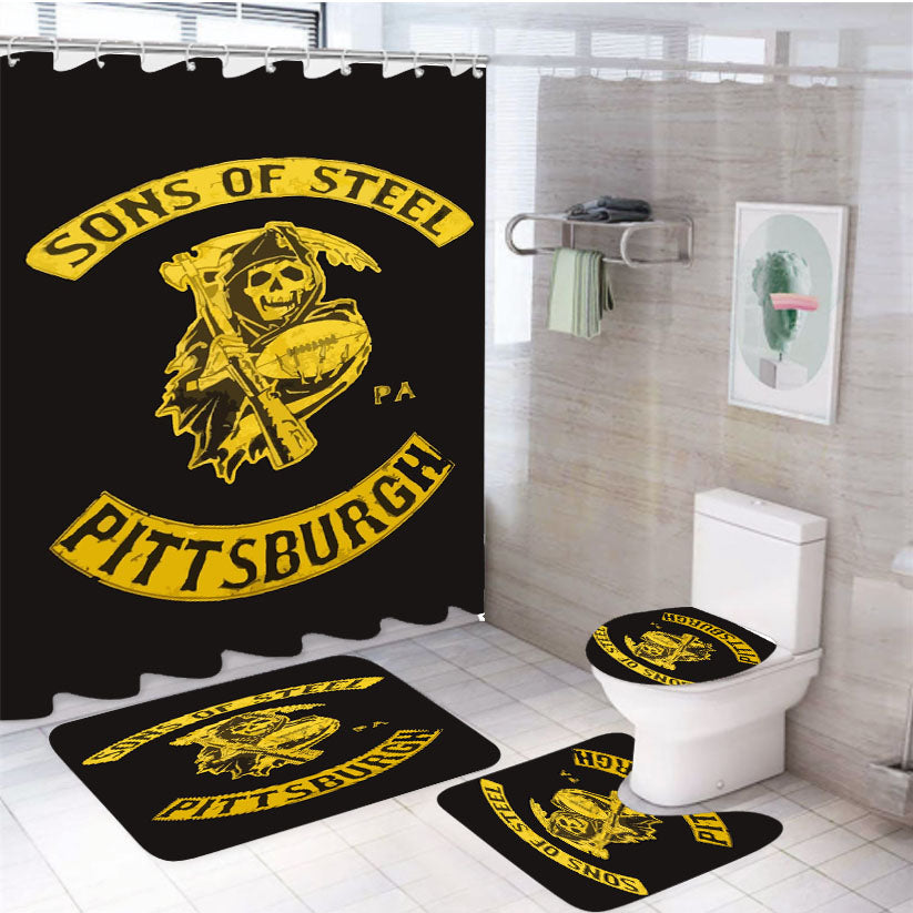 Pittsburgh Sons Of Steel 4Pcs Bathroom Set Shower Curtain