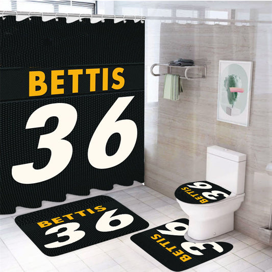 Pittsburgh Steelers Bettis 6 4Pcs Bathroom Set Shower Curtain
