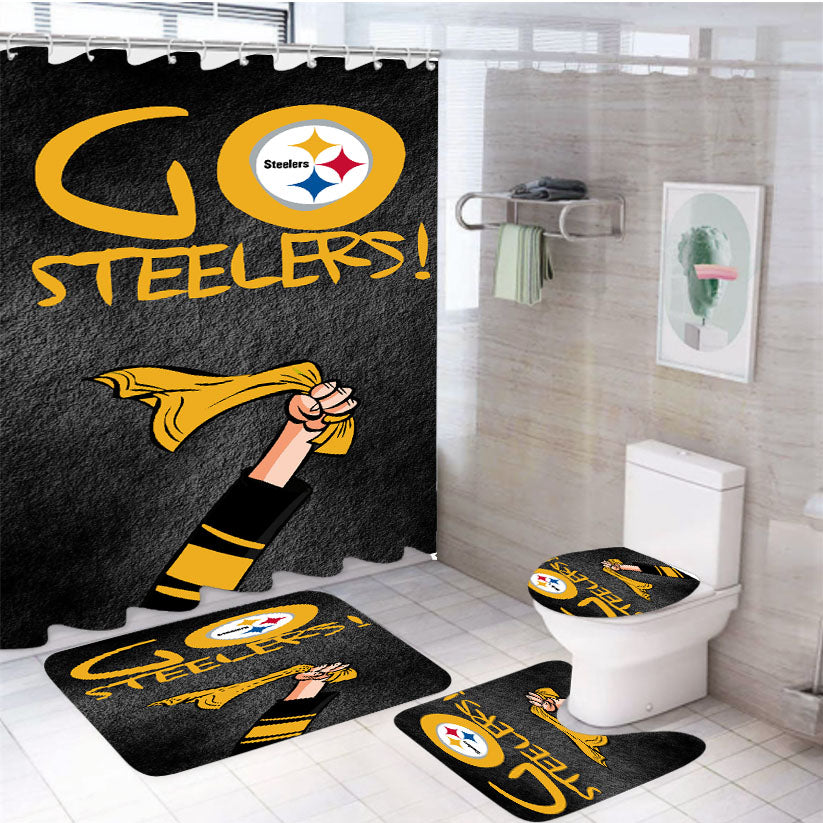 Pittsburgh Steelers Go Steelers 4Pcs Bathroom Set Shower Curtain
