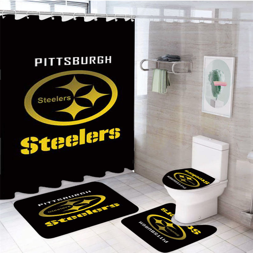 Pittsburgh Steelers Gold Fade 4Pcs Bathroom Set Shower Curtain