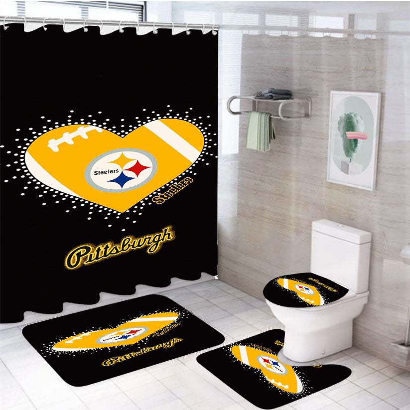 Pittsburgh Steelers Hearth 4Pcs Bathroom Set Shower Curtain