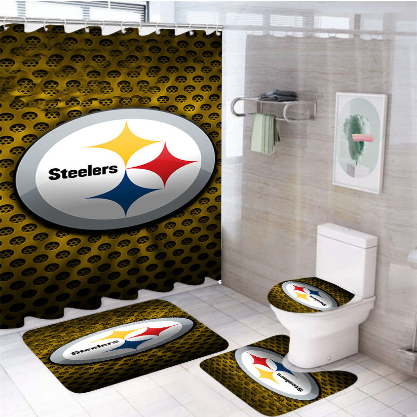 Pittsburgh Steelers Nfl Logo 4Pcs Bathroom Set Shower Curtain