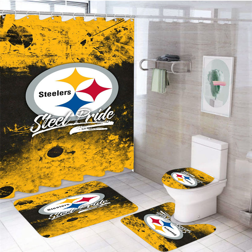 Pittsburgh Steelers Nfl Steel Pride Wallpapers 4Pcs Bathroom Set Shower Curtain