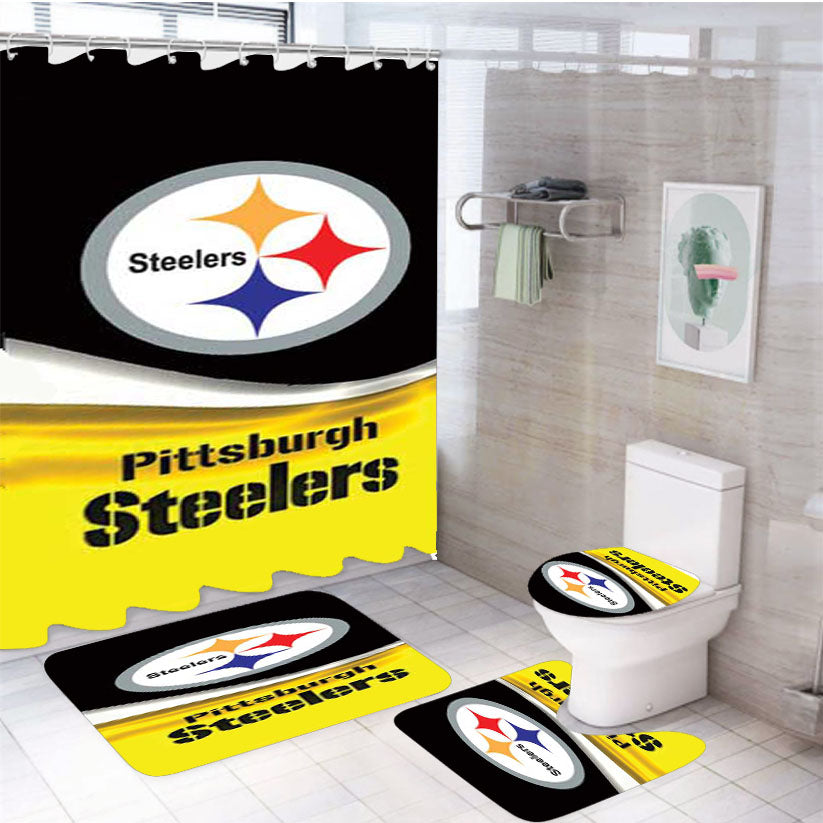 Pittsburgh Steelers Ripple Tall 4Pcs Bathroom Set Shower Curtain