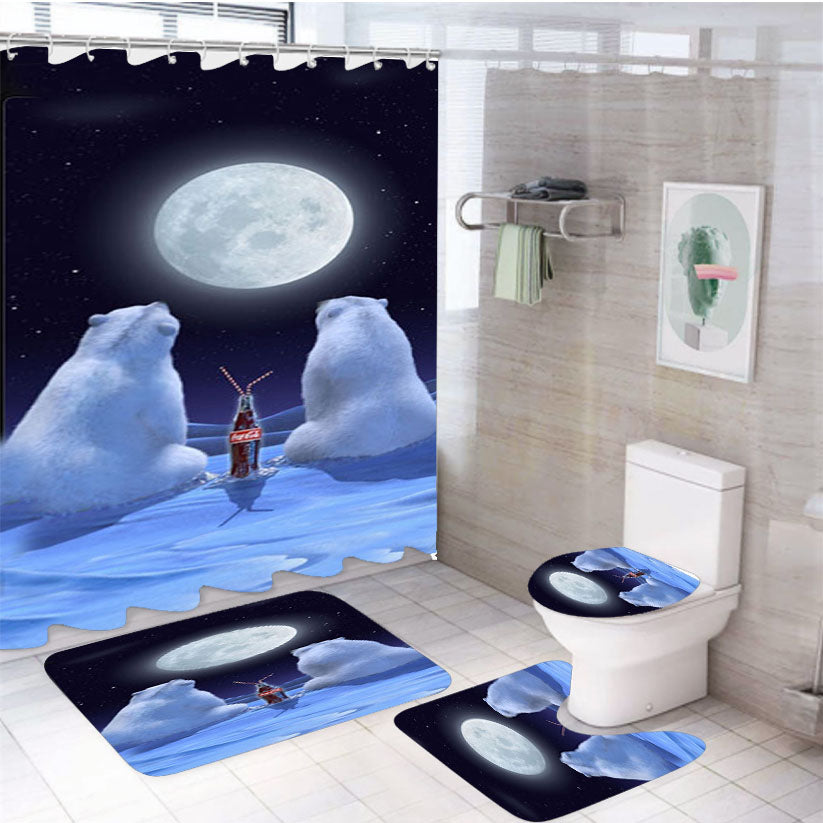 Polar Bears Coca Cola 4Pcs Bathroom Set Shower Curtain