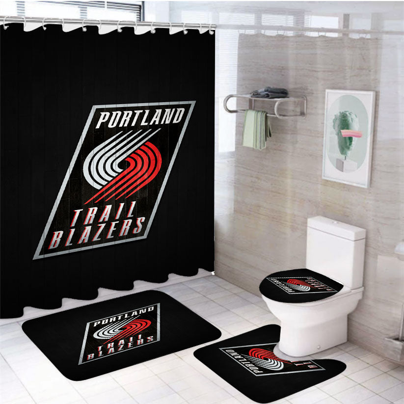 Portland Trail Blazers Hardwood 4Pcs Bathroom Set Shower Curtain