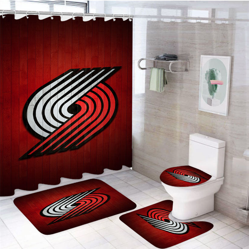 Portland Trail Blazers Hardwood 2 4Pcs Bathroom Set Shower Curtain