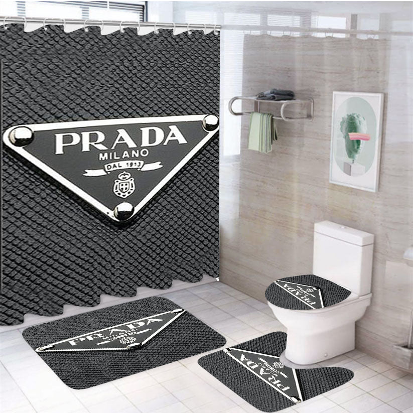 Prada Milano Leather 4Pcs Bathroom Set Shower Curtain