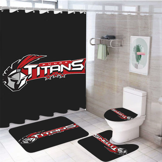 Puurs Titans Logo Grey 4Pcs Bathroom Set Shower Curtain