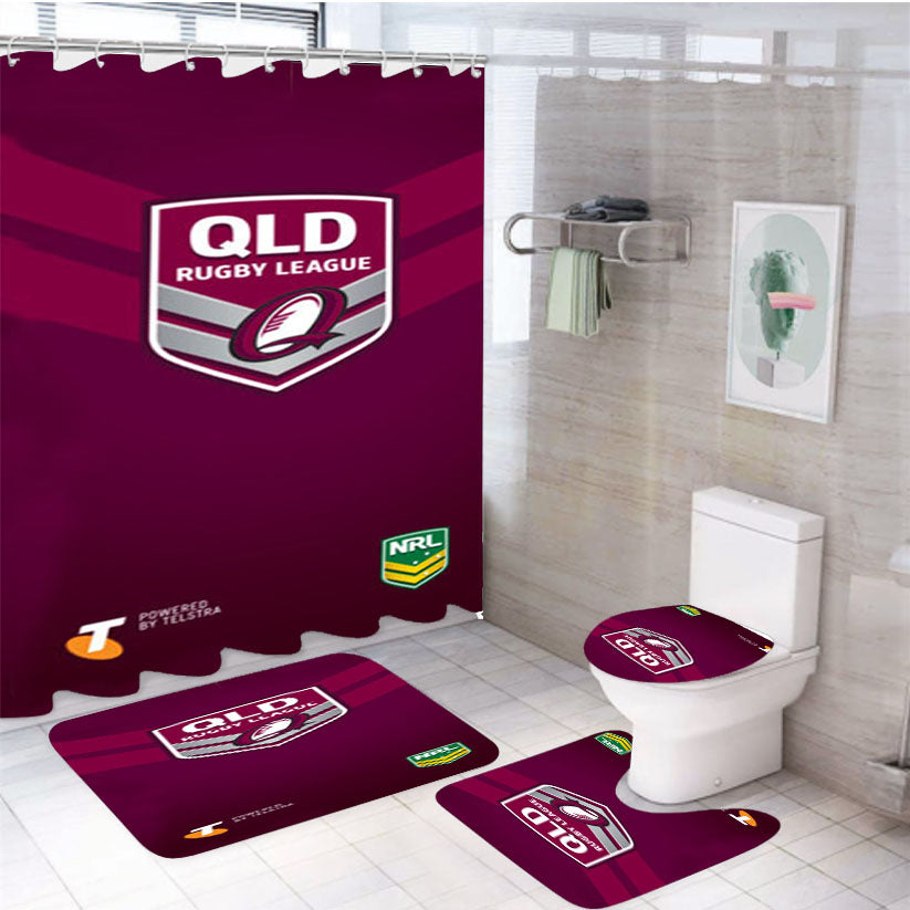 Qld Rugby League 4Pcs Bathroom Set Shower Curtain