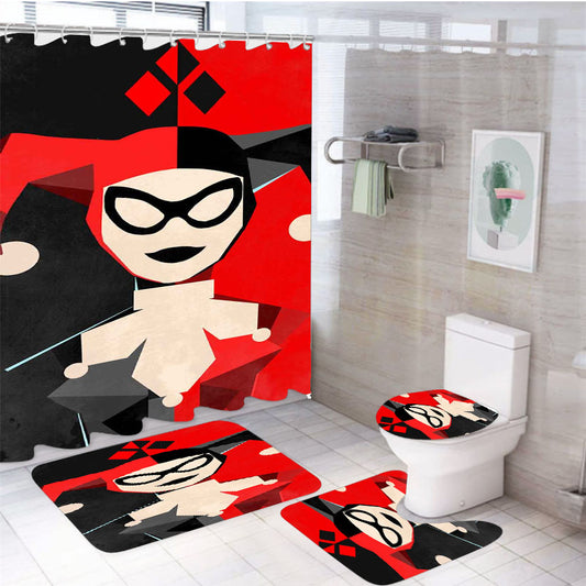 Quinn Batman Joker Diamond 4Pcs Bathroom Set Shower Curtain