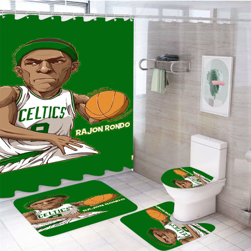 Rajon Rondo Green 4Pcs Bathroom Set Shower Curtain
