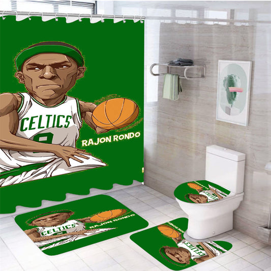 Rajon Rondo Green 4Pcs Bathroom Set Shower Curtain
