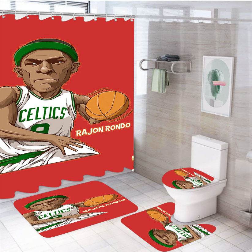 Rajon Rondo Red 4Pcs Bathroom Set Shower Curtain