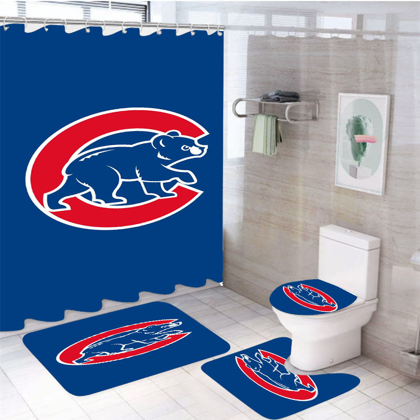 Recruit Chicago Cubs 4Pcs Bathroom Set Shower Curtain
