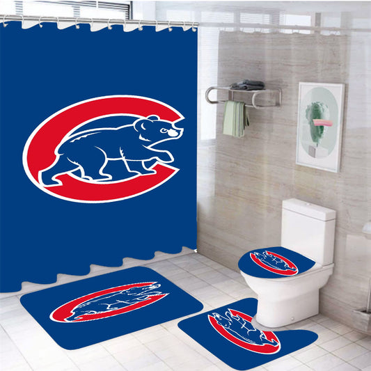Recruit Chicago Cubs 4Pcs Bathroom Set Shower Curtain