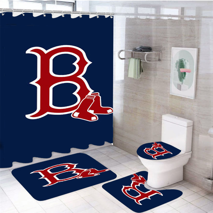 Red Sox Art 4Pcs Bathroom Set Shower Curtain
