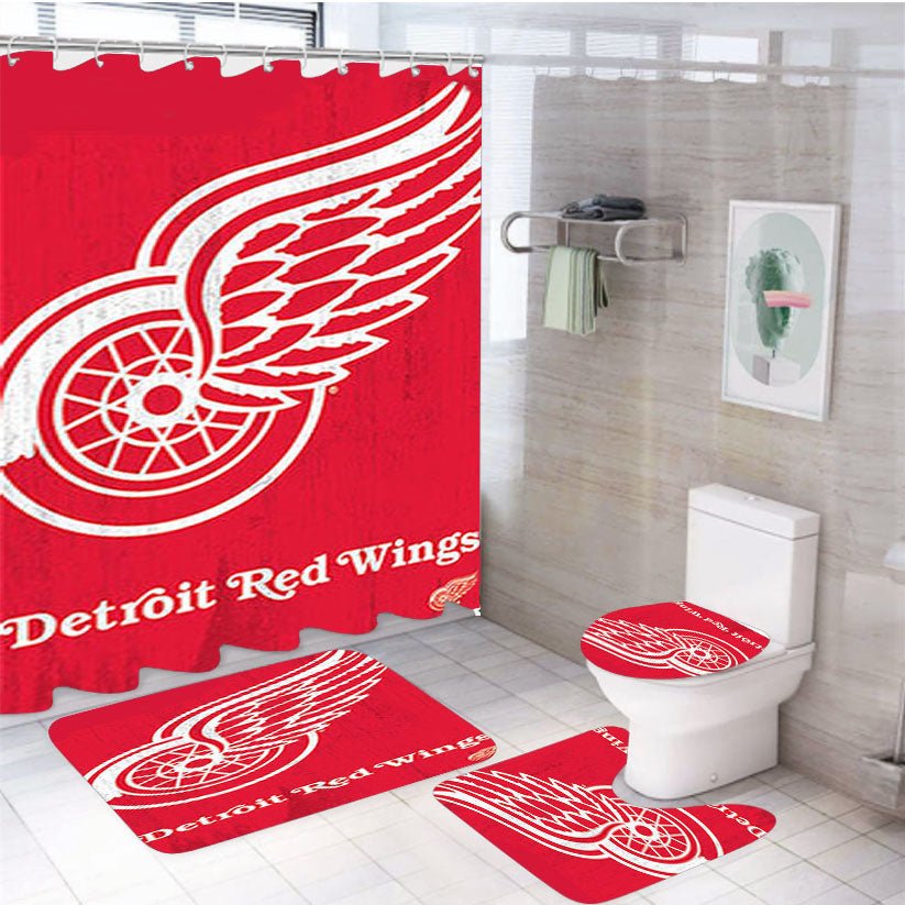 Red Wings Logo 4Pcs Bathroom Set Shower Curtain