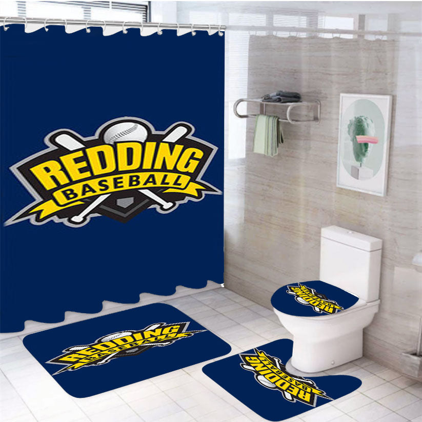 Redding Baseball Logo Blue 4Pcs Bathroom Set Shower Curtain