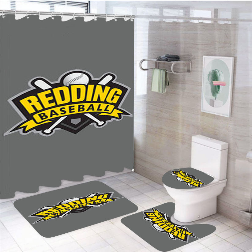 Redding Baseball Logo Gray 4Pcs Bathroom Set Shower Curtain