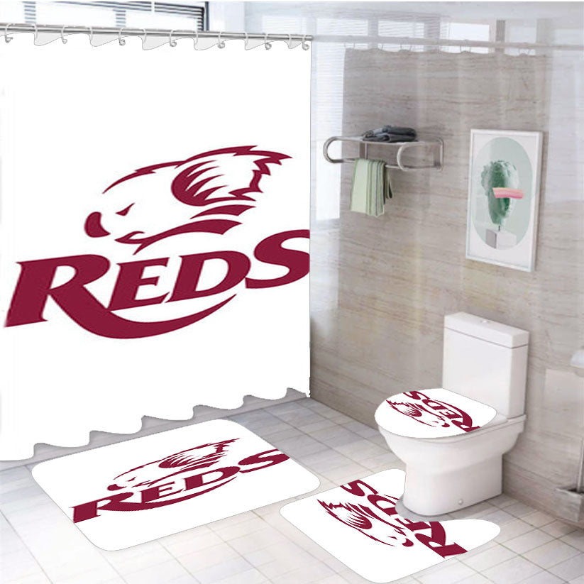 Reds Rugby Logo 4Pcs Bathroom Set Shower Curtain