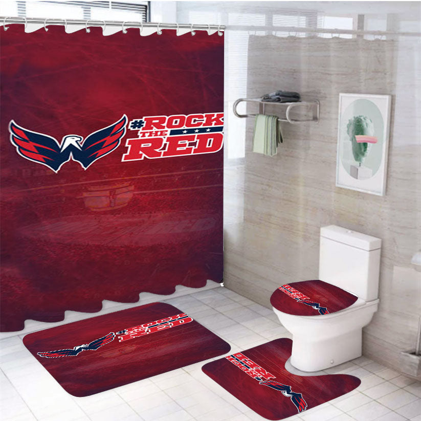 Rock The Red 4Pcs Bathroom Set Shower Curtain