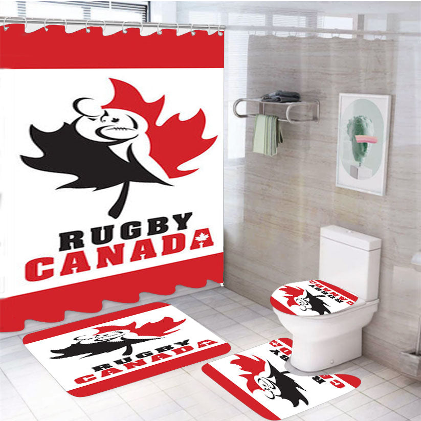 Rugby Canada 4Pcs Bathroom Set Shower Curtain