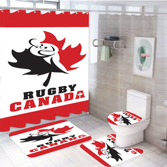 Rugby Canada 4Pcs Bathroom Set Shower Curtain
