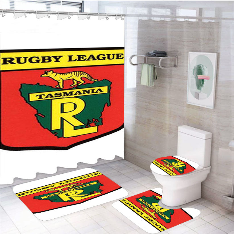 Rugby League Tasmania 4Pcs Bathroom Set Shower Curtain