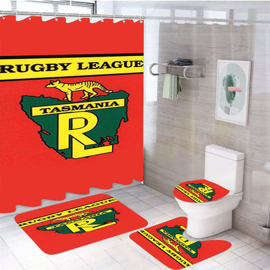Rugby League Tasmania Red 4Pcs Bathroom Set Shower Curtain