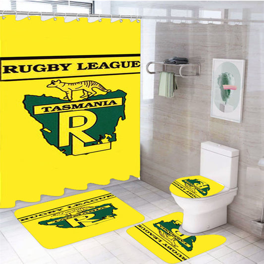 Rugby League Tasmania Yellow 4Pcs Bathroom Set Shower Curtain