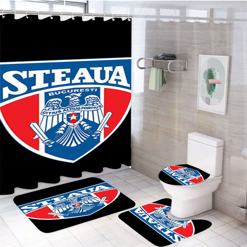 Rugby Steaua Logo Black 4Pcs Bathroom Set Shower Curtain