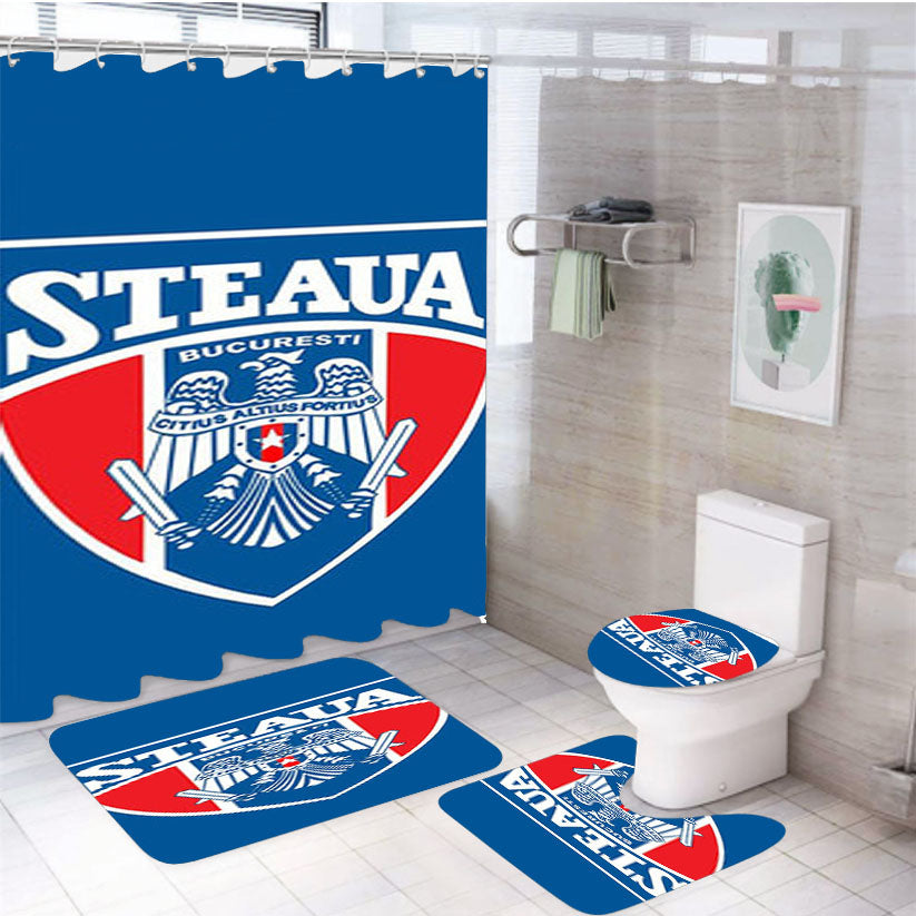 Rugby Steaua Logo Blue 4Pcs Bathroom Set Shower Curtain