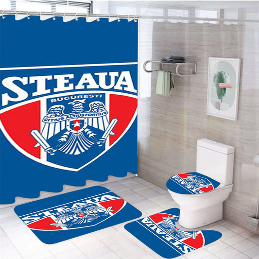 Rugby Steaua Logo Blue 4Pcs Bathroom Set Shower Curtain