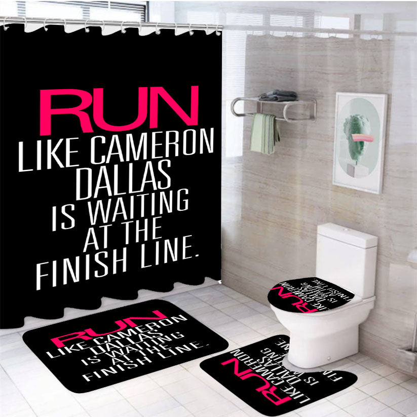 Run Like Cameron Dallas 4Pcs Bathroom Set Shower Curtain