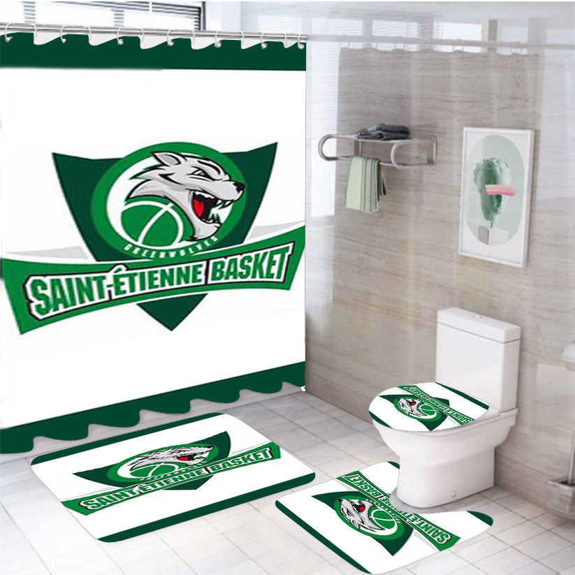 Saint Etienne Basket 4Pcs Bathroom Set Shower Curtain