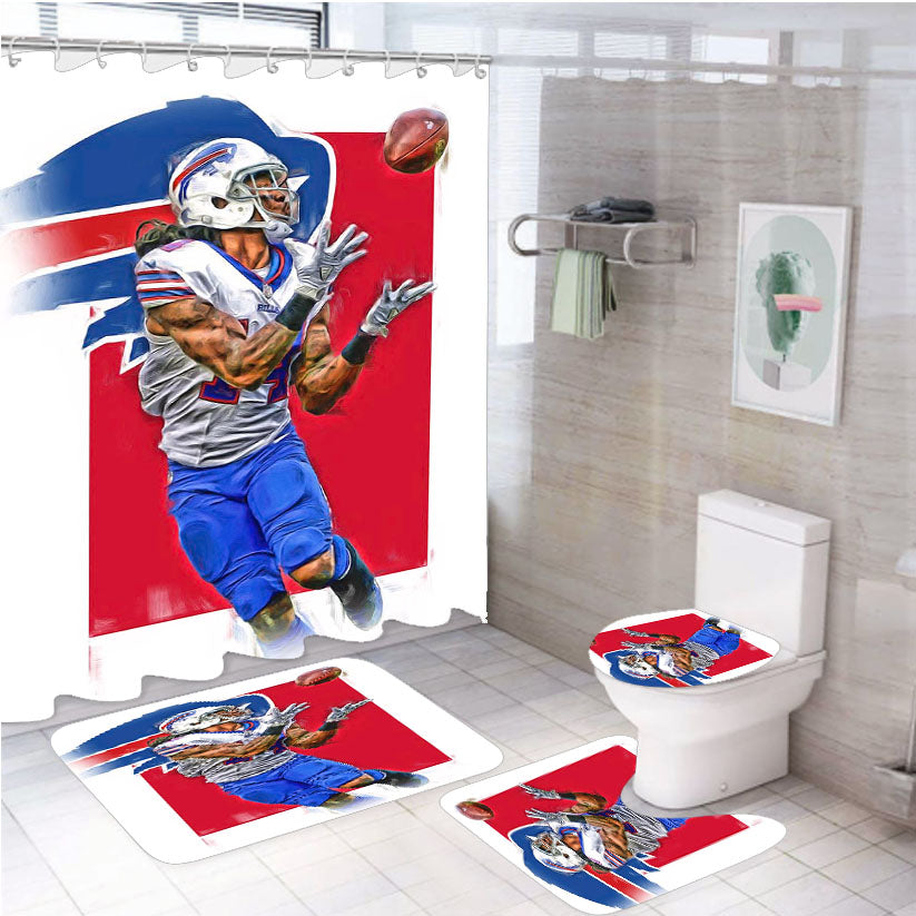 Sammy Watkins Buffalo Bills Oil Art 4Pcs Bathroom Set Shower Curtain