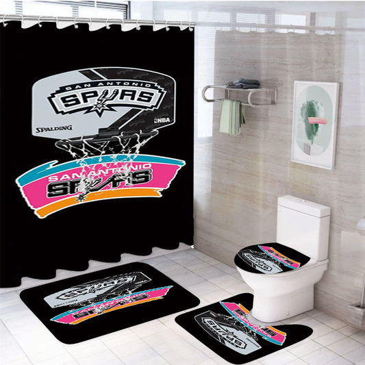 San Antonio Spurs 2 4Pcs Bathroom Set Shower Curtain