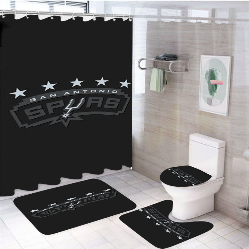 San Antonio Spurs Black 4Pcs Bathroom Set Shower Curtain