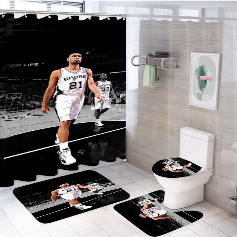 San Antonio Spurs Duncan 4Pcs Bathroom Set Shower Curtain