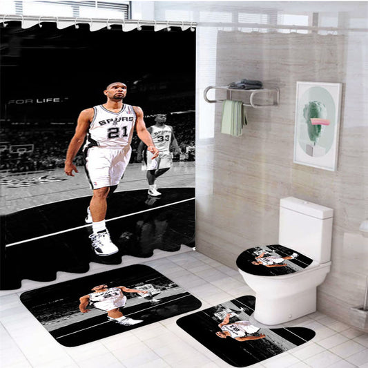 San Antonio Spurs Duncan 4Pcs Bathroom Set Shower Curtain