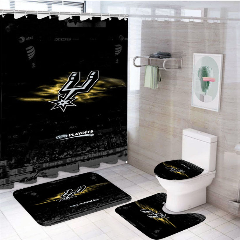 San Antonio Spurs Field 4Pcs Bathroom Set Shower Curtain